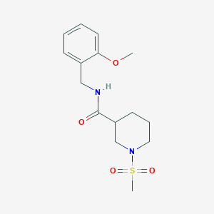 molecular formula C15H22N2O4S B4393654 N-(2-methoxybenzyl)-1-(methylsulfonyl)-3-piperidinecarboxamide 
