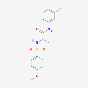 molecular formula C16H17FN2O4S B4393690 N~1~-(3-fluorophenyl)-N~2~-[(4-methoxyphenyl)sulfonyl]alaninamide 
