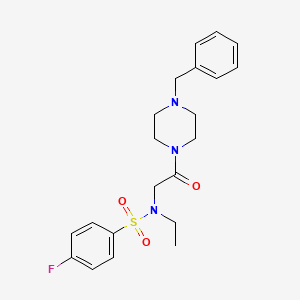 molecular formula C21H26FN3O3S B4393702 N-[2-(4-benzyl-1-piperazinyl)-2-oxoethyl]-N-ethyl-4-fluorobenzenesulfonamide 