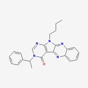 molecular formula C24H23N5O B4393705 11-butyl-3-(1-phenylethyl)-3,11-dihydro-4H-pyrimido[5',4':4,5]pyrrolo[2,3-b]quinoxalin-4-one 
