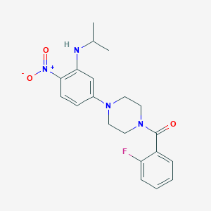 molecular formula C20H23FN4O3 B4393745 5-[4-(2-fluorobenzoyl)-1-piperazinyl]-N-isopropyl-2-nitroaniline 