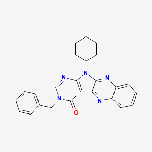 molecular formula C25H23N5O B4393783 3-benzyl-11-cyclohexyl-3,11-dihydro-4H-pyrimido[5',4':4,5]pyrrolo[2,3-b]quinoxalin-4-one 