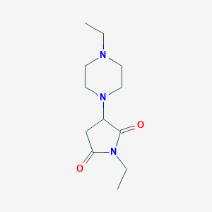 molecular formula C12H21N3O2 B4393820 1-ethyl-3-(4-ethyl-1-piperazinyl)-2,5-pyrrolidinedione 