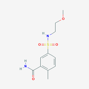 molecular formula C11H16N2O4S B4393868 5-{[(2-methoxyethyl)amino]sulfonyl}-2-methylbenzamide 