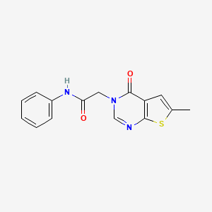 molecular formula C15H13N3O2S B4393874 2-(6-methyl-4-oxothieno[2,3-d]pyrimidin-3(4H)-yl)-N-phenylacetamide 