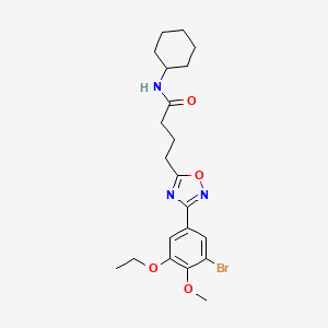 molecular formula C21H28BrN3O4 B4393903 4-[3-(3-bromo-5-ethoxy-4-methoxyphenyl)-1,2,4-oxadiazol-5-yl]-N-cyclohexylbutanamide 