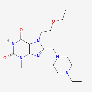 molecular formula C17H28N6O3 B4393955 7-(2-ethoxyethyl)-8-[(4-ethyl-1-piperazinyl)methyl]-3-methyl-3,7-dihydro-1H-purine-2,6-dione 