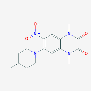 molecular formula C16H20N4O4 B4393961 1,4-dimethyl-6-(4-methyl-1-piperidinyl)-7-nitro-1,4-dihydro-2,3-quinoxalinedione 