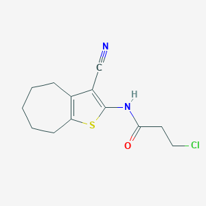 molecular formula C13H15ClN2OS B439400 3-chloro-N-{3-cyano-4H,5H,6H,7H,8H-cyclohepta[b]thiophen-2-yl}propanamide CAS No. 574010-55-2