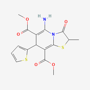 molecular formula C16H16N2O5S2 B4394026 dimethyl 5-amino-2-methyl-3-oxo-7-(2-thienyl)-2,3-dihydro-7H-[1,3]thiazolo[3,2-a]pyridine-6,8-dicarboxylate 