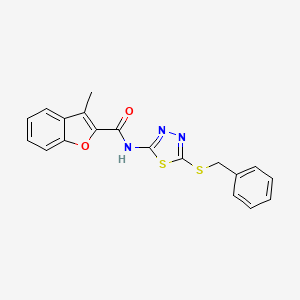 molecular formula C19H15N3O2S2 B4394037 N-[5-(benzylthio)-1,3,4-thiadiazol-2-yl]-3-methyl-1-benzofuran-2-carboxamide 