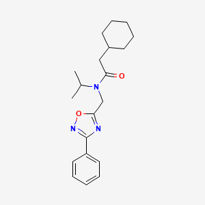 molecular formula C20H27N3O2 B4394055 2-cyclohexyl-N-isopropyl-N-[(3-phenyl-1,2,4-oxadiazol-5-yl)methyl]acetamide 