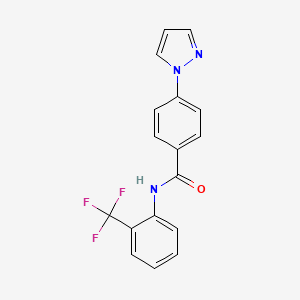 molecular formula C17H12F3N3O B4394065 4-(1H-pyrazol-1-yl)-N-[2-(trifluoromethyl)phenyl]benzamide 