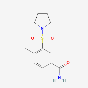 molecular formula C12H16N2O3S B4394123 4-methyl-3-(1-pyrrolidinylsulfonyl)benzamide 