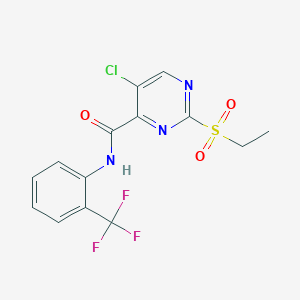 molecular formula C14H11ClF3N3O3S B4394212 5-chloro-2-(ethylsulfonyl)-N-[2-(trifluoromethyl)phenyl]-4-pyrimidinecarboxamide 