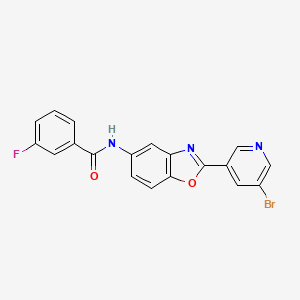 molecular formula C19H11BrFN3O2 B4394243 N-[2-(5-bromo-3-pyridinyl)-1,3-benzoxazol-5-yl]-3-fluorobenzamide 