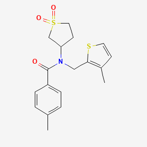 molecular formula C18H21NO3S2 B4394251 N-(1,1-dioxidotetrahydro-3-thienyl)-4-methyl-N-[(3-methyl-2-thienyl)methyl]benzamide 