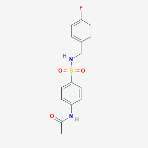 molecular formula C15H15FN2O3S B439434 N-{4-[(4-fluorobenzyl)sulfamoyl]phenyl}acetamide CAS No. 321705-20-8