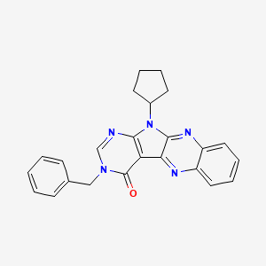 molecular formula C24H21N5O B4394349 3-benzyl-11-cyclopentyl-3,11-dihydro-4H-pyrimido[5',4':4,5]pyrrolo[2,3-b]quinoxalin-4-one 
