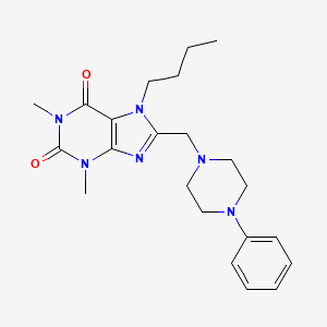 molecular formula C22H30N6O2 B4394370 7-butyl-1,3-dimethyl-8-[(4-phenyl-1-piperazinyl)methyl]-3,7-dihydro-1H-purine-2,6-dione 