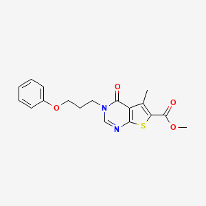 molecular formula C18H18N2O4S B4394406 methyl 5-methyl-4-oxo-3-(3-phenoxypropyl)-3,4-dihydrothieno[2,3-d]pyrimidine-6-carboxylate 