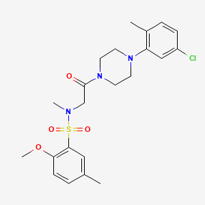 molecular formula C22H28ClN3O4S B4394429 N-{2-[4-(5-chloro-2-methylphenyl)-1-piperazinyl]-2-oxoethyl}-2-methoxy-N,5-dimethylbenzenesulfonamide 