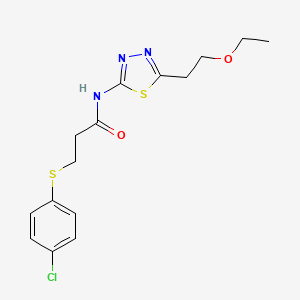 molecular formula C15H18ClN3O2S2 B4394459 3-[(4-chlorophenyl)thio]-N-[5-(2-ethoxyethyl)-1,3,4-thiadiazol-2-yl]propanamide 