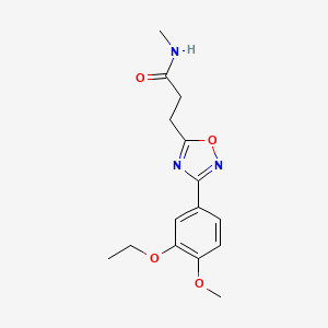 molecular formula C15H19N3O4 B4394463 3-[3-(3-ethoxy-4-methoxyphenyl)-1,2,4-oxadiazol-5-yl]-N-methylpropanamide 