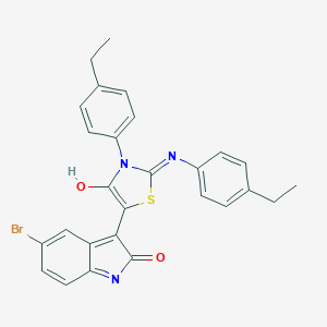 molecular formula C27H22BrN3O2S B439449 5-bromo-3-{3-(4-ethylphenyl)-2-[(4-ethylphenyl)imino]-4-oxo-1,3-thiazolidin-5-ylidene}-1,3-dihydro-2H-indol-2-one 