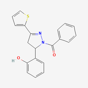 molecular formula C20H16N2O2S B4394537 2-[1-benzoyl-3-(2-thienyl)-4,5-dihydro-1H-pyrazol-5-yl]phenol 