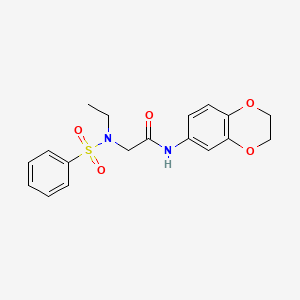 molecular formula C18H20N2O5S B4394550 N~1~-(2,3-dihydro-1,4-benzodioxin-6-yl)-N~2~-ethyl-N~2~-(phenylsulfonyl)glycinamide 