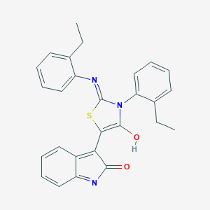 molecular formula C27H23N3O2S B439456 3-{3-(2-ethylphenyl)-2-[(2-ethylphenyl)imino]-4-oxo-1,3-thiazolidin-5-ylidene}-1,3-dihydro-2H-indol-2-one 