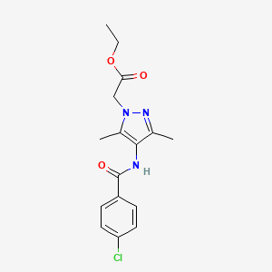 molecular formula C16H18ClN3O3 B4394573 ethyl {4-[(4-chlorobenzoyl)amino]-3,5-dimethyl-1H-pyrazol-1-yl}acetate 