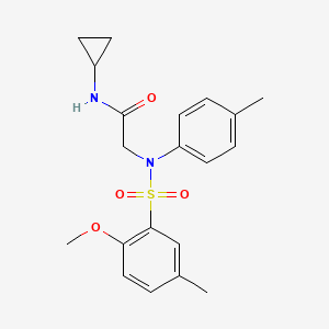 molecular formula C20H24N2O4S B4394622 N~1~-cyclopropyl-N~2~-[(2-methoxy-5-methylphenyl)sulfonyl]-N~2~-(4-methylphenyl)glycinamide 