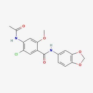 molecular formula C17H15ClN2O5 B4394671 4-(acetylamino)-N-1,3-benzodioxol-5-yl-5-chloro-2-methoxybenzamide 