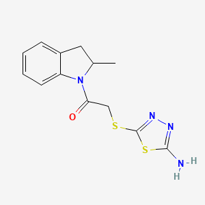 molecular formula C13H14N4OS2 B4394702 5-{[2-(2-methyl-2,3-dihydro-1H-indol-1-yl)-2-oxoethyl]thio}-1,3,4-thiadiazol-2-amine 