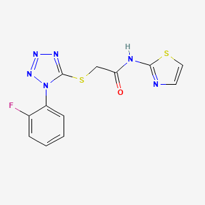 molecular formula C12H9FN6OS2 B4394704 2-{[1-(2-fluorophenyl)-1H-tetrazol-5-yl]thio}-N-1,3-thiazol-2-ylacetamide 
