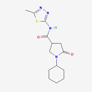 molecular formula C14H20N4O2S B4394720 1-cyclohexyl-N-(5-methyl-1,3,4-thiadiazol-2-yl)-5-oxo-3-pyrrolidinecarboxamide 