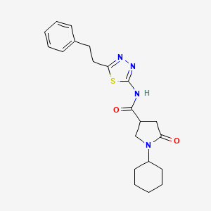 molecular formula C21H26N4O2S B4394775 1-cyclohexyl-5-oxo-N-[5-(2-phenylethyl)-1,3,4-thiadiazol-2-yl]-3-pyrrolidinecarboxamide 