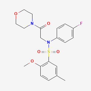 molecular formula C20H23FN2O5S B4394779 N-(4-fluorophenyl)-2-methoxy-5-methyl-N-[2-(4-morpholinyl)-2-oxoethyl]benzenesulfonamide 