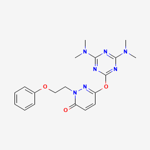 molecular formula C19H23N7O3 B4394809 6-{[4,6-bis(dimethylamino)-1,3,5-triazin-2-yl]oxy}-2-(2-phenoxyethyl)-3(2H)-pyridazinone 