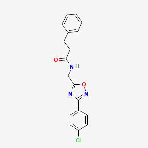 molecular formula C18H16ClN3O2 B4394836 N-{[3-(4-chlorophenyl)-1,2,4-oxadiazol-5-yl]methyl}-3-phenylpropanamide 