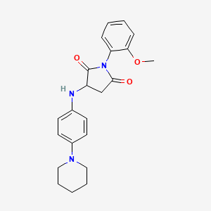 molecular formula C22H25N3O3 B4394941 1-(2-methoxyphenyl)-3-{[4-(1-piperidinyl)phenyl]amino}-2,5-pyrrolidinedione 