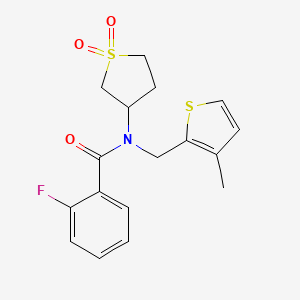 molecular formula C17H18FNO3S2 B4394971 N-(1,1-dioxidotetrahydro-3-thienyl)-2-fluoro-N-[(3-methyl-2-thienyl)methyl]benzamide 