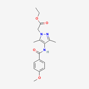 molecular formula C17H21N3O4 B4394986 ethyl {4-[(4-methoxybenzoyl)amino]-3,5-dimethyl-1H-pyrazol-1-yl}acetate 