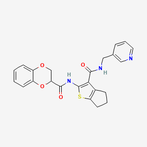 molecular formula C23H21N3O4S B4395011 N-(3-{[(3-pyridinylmethyl)amino]carbonyl}-5,6-dihydro-4H-cyclopenta[b]thien-2-yl)-2,3-dihydro-1,4-benzodioxine-2-carboxamide 