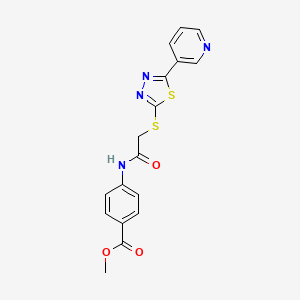 molecular formula C17H14N4O3S2 B4395045 methyl 4-[({[5-(3-pyridinyl)-1,3,4-thiadiazol-2-yl]thio}acetyl)amino]benzoate 