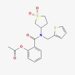 molecular formula C18H19NO5S2 B4395055 2-{[(1,1-dioxidotetrahydro-3-thienyl)(2-thienylmethyl)amino]carbonyl}phenyl acetate 