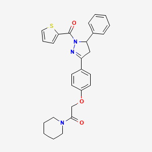 molecular formula C27H27N3O3S B4395067 1-({4-[5-phenyl-1-(2-thienylcarbonyl)-4,5-dihydro-1H-pyrazol-3-yl]phenoxy}acetyl)piperidine 