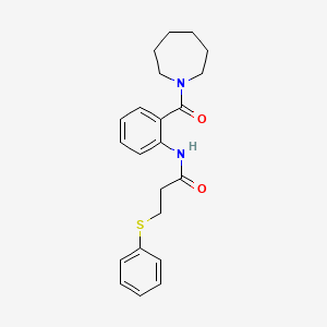 molecular formula C22H26N2O2S B4395104 N-[2-(1-azepanylcarbonyl)phenyl]-3-(phenylthio)propanamide 